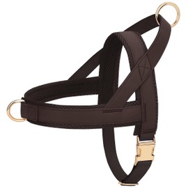 PET ARTIST No Pull Dog Harness, Soft Padded PU Leather Step in Dog Harness with Quick Release Metal Buckle, Adjustable Quick Fit Pet Strap Vest Harnesses for Medium Dogs Walking Training,Chest 26-31"