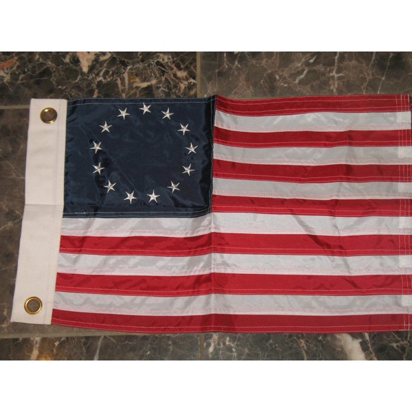 12x18 Embroidered Betsy Ross Solarmax Nylon 2ply Boat Flag 12"x18" Gift Set