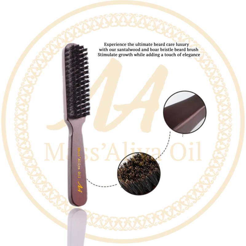 MASSALIYA OIL BEARD BRUSH-WILD BOAR NATURAL BRISTLES - NATURAL SANDALWOOD