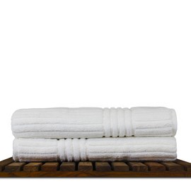 Luxury Hotel & Spa Towel 100% Pure Turkish Cotton Ribbed Channel Pattren - Bath Towel (Bath Towel - Set of 2, White)