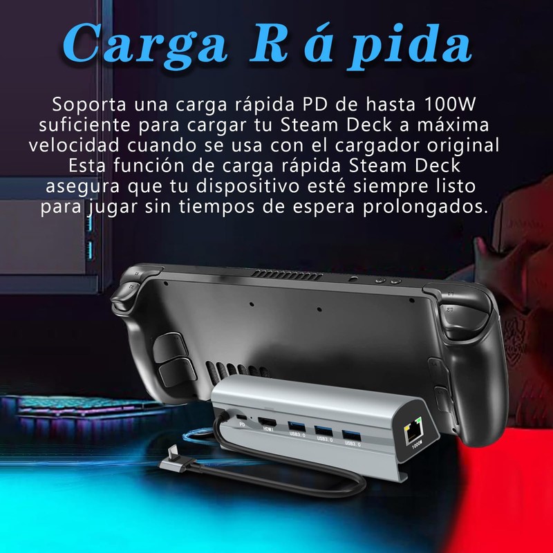 Eynshoo Steam Deck Dock, Docking Station USB C 6 en