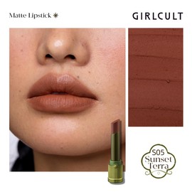 GIRLCULT MMatte Lipstick – Velvet Soft Finish, Transfer-Proof & Non-Drying, High-Pigment Nude Lipstick for Women, One-Swipe Color, Lightweight, Gift for Her (S05)