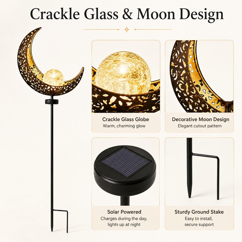 Solar Garden Light for Outdoor Decor – Moon Fairy Crackle