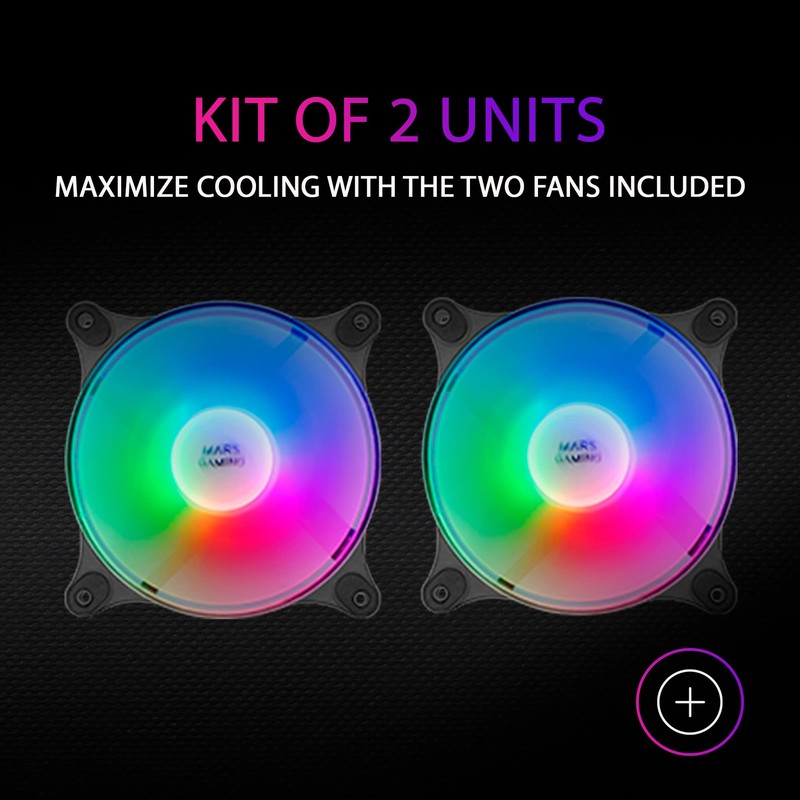 Mars Gaming MFDUO Kit 2 Fans FRGB Rainbow 360° Ultra