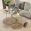 Azheruol Nesting Coffee Table Set of 2,Modern Gold Tempered Glass