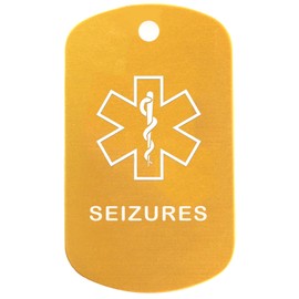 Seizures Medical Alert ID Necklace with Gold Tag, Purple Silencer, and 30'' USA Chain - 154 Color Choices