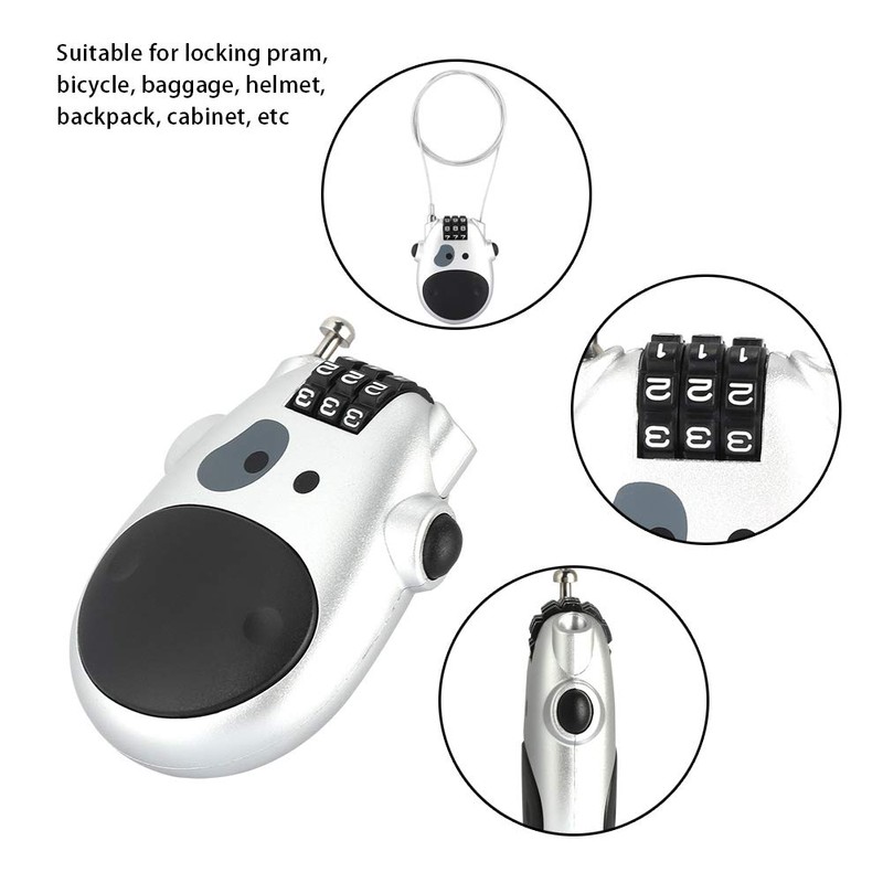 Mini 3 Digit Code Lock, Lovely Cow Shape Design Combination
