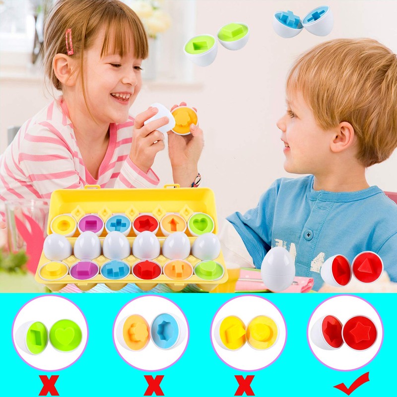 HVDHYY Children’s Toy Eggs, Easter Eggs, 2-In-1 Colour and Shape