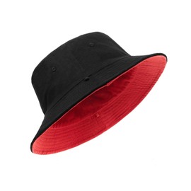 Zylioo XL/XXL Fishing Hat 3XL Fishing Hat for Large Head, UPF50+ Reversible Bucket Hats, Double-Sided UV Protection Sun Hat with Wide Brim, Black-red (XL-XXL/62 cm), XL - XXL