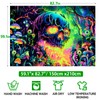 Invoibler Blacklight Skull Tapestry UV Reactive Fantasy Skeleton Tapestries Glow