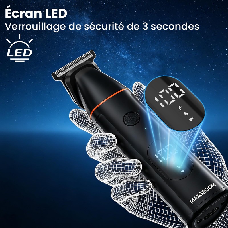 MAXGROOM Trimmer corpo uomo elettrico 4 in 1 multifunzione tosaerba