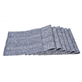 Urban Villa Manteles individuales para mesa de comedor, 100% algodón, 14 x 20 pulgadas, juego de 6 manteles individuales de tamaño grande, color azul/blanco, manteles individuales de dos tonos para cenas familiares, bodas, fiestas, uso diario