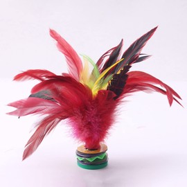 Kick Shuttlecock, 20CM Fadeless Colorful Feathers Chinese Shuttlecock Adults, Chinese Jianzi Foot Feather Sports for Indoor and Outdoor Tennis and Racquet Sports Badminton Shuttlecocks 1 Pc