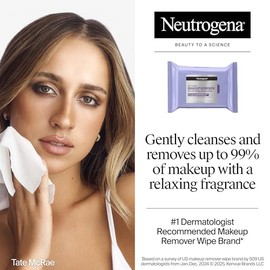 Neutrogena Toallitas Desmaquillantes Nocturnas Calmantes para el Rostro, Toallitas Limpiadoras Nocturnas que Eliminan el Sudor, la Suciedad y el Maqui