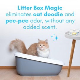 Litter Box Magic Cat Deodorizer Jar (16 oz, Pack of 2) Unscented - Air Freshener for Pet Smells from Litter Box - Odor Removing Litterbox Gel In A Jar - Pet Odor Eliminator to Freshen Air, White