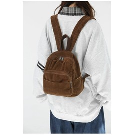 MININAI Aesthetic Backpack Mini Classic Corduroy College Backpack for Women Cute Retro Grunge Backpack Casual Daypack (One Size,Red)