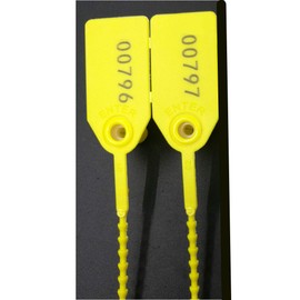 Candado de plástico con sellos de seguridad, sellos de envío ajustados, 9,84", numerado (Pack de 100), Amarillo