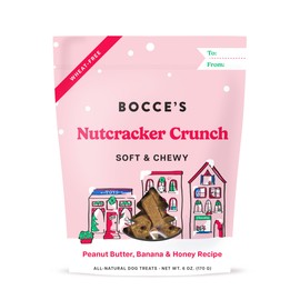 Bocce's Bakery All-Natural, Seasonal, Nutcracker Crunch Dog Treats, Wheat-Free, Limited-Ingredient Soft & Chewy Treats Inspired by Christmas, 6 oz