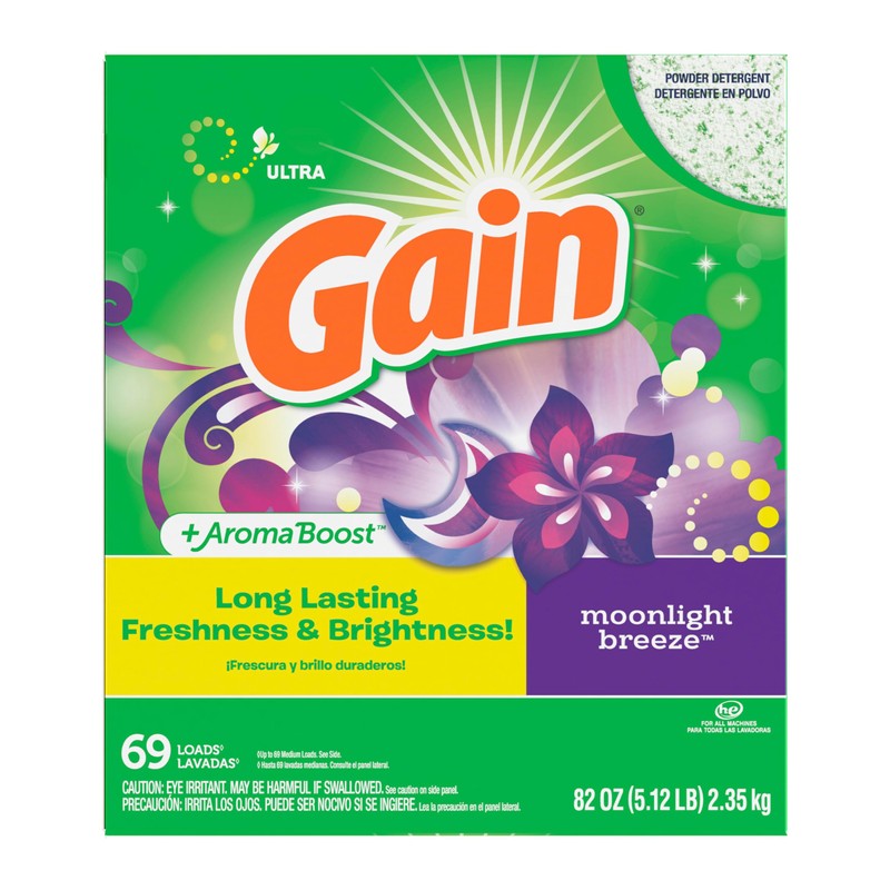 Gain Powder Laundry Detergent, Moonlight Breeze Scent, 69 Loads, 82