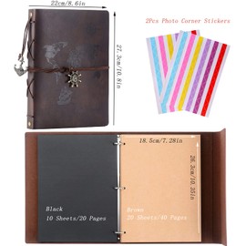 Scrapbook Album,ZEEYUAN Travel Album Leather Photo Album Vintage DIY Memory Photo Book 60 Pages Our Adventure Book Scrape Book