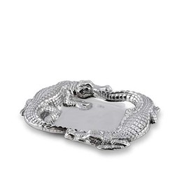 Arthur Court Designs Aluminum Alligator Food Service Tray, Desktop Storage Organizer, Catchall, Valet, Nightstand or Dresser 9 inch Long