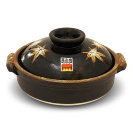Yokkaichi Banko-yaki Donabe: Elegant Autumn Leaf Earthenware Pot Microwave & Oven Safe, Perfect for Stews & Hot Pots, Made in Japan (0.8 Quarts)