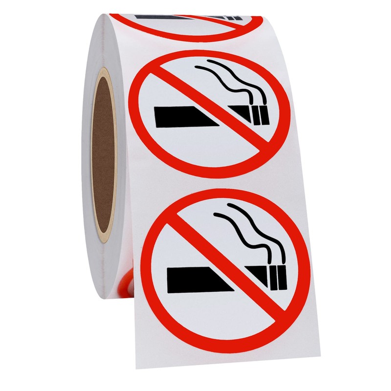 HYBSK No Smoking Logo Labels Glossy Paper Public Warning Stickers