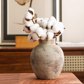 Geniff Ceramic Flower Vase, 6-Inch Terracotta Pottery Rustic Farmhouse Boho Vase, Handcrafted Decorative Vase for Home Decor, Centerpieces, Table, Living Room, Mantel, Shelf