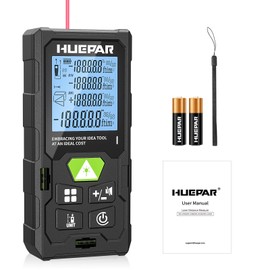 Huepar Laser Rangefinder 328FT (100M) Laser Meter Digital Laser Rangefinder Backlit LCD, Measurement of Distance, Area and Volume and Pythagorean Mode DM-LM100
