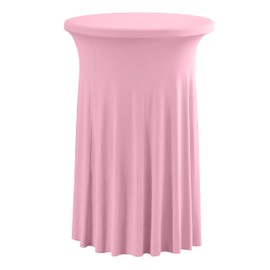 iEventStar 24 inches 24" Highboy Cocktail Round Stretch Spandex Table Cover Table Skirt High Top Tablecloth (24" x 43", Pink)