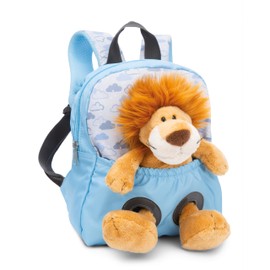 NICI Children's Backpack Blue 2 in 1 with Cuddly Toy Lion 25 cm - Nursery Backpack Girls & Boys - Soft Back Area & Adjustable Straps - 49848