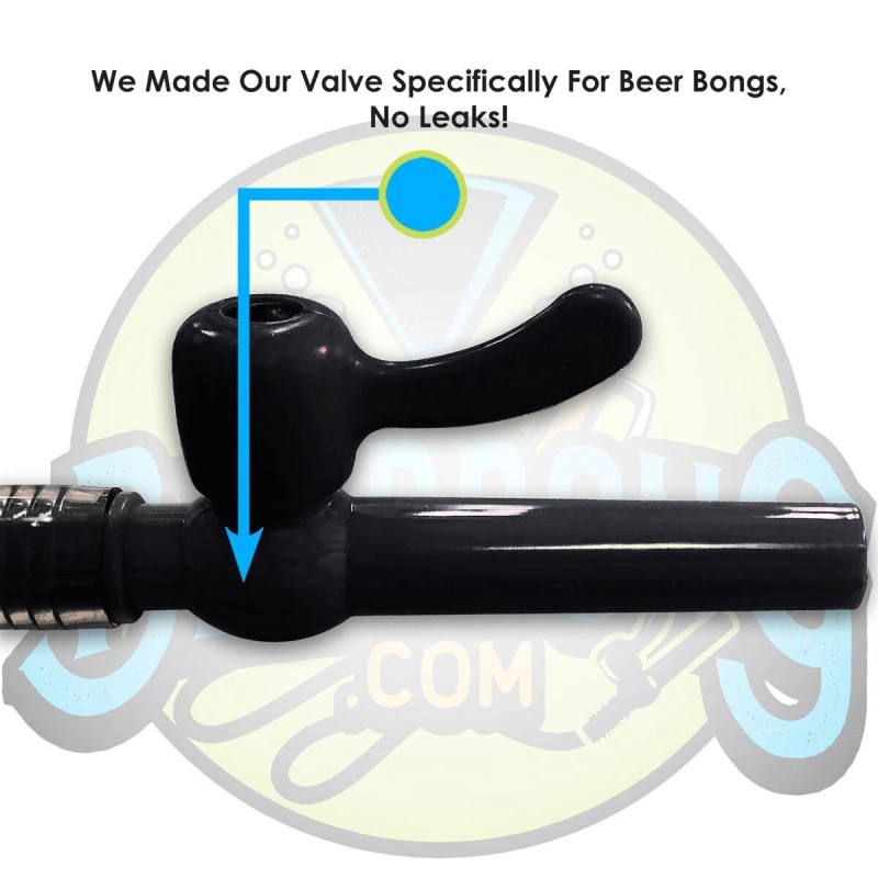 BeerBong.com Large Beer Bong Funnel | Black Valve (3’ Long)