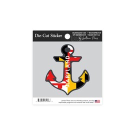 Die Cut Sticker Maryland, Anchor and Flag, Contour Vinyl Sticker 1 to 3 inches (Waterproof Decal for Cars, Water Bottles, Laptops, Coolers), Small