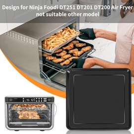 Air Fryer Grill Pan for Ninja Foodi DT251 DT201 DT200, 13.6" x 11.6" Replacement Crisper Tray, Non-Stick Sheet Pan Baking Roasting Plate for Ninja Foodi 10-in-1 XL Pro Air Fry Oven, Dishwasher Safe