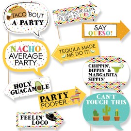 Funny Let's Fiesta - Mexican Fiesta Party Photo Booth Props Kit - 10 Piece