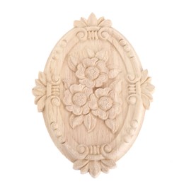 European Style Carving Wood Carving Carved Wood Decoration for Cabinet Doors, Furniture, Applique Ornament, Wood Furniture, Wall Decoration, Ovals, 1 Piece