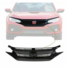 YLT AUTO Mesh Front Grille Matte Black Front Bumper Grille Guard Fit 2019 2020 2021 For Honda Civic