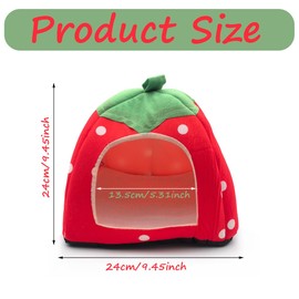 Strawberry Guinea Pig House Small Pet Bed for Small Rabbit Rabbit Hamster Animals Warm Sleeping House Warm Nest Hamster Accessories with Removable Washable Mat