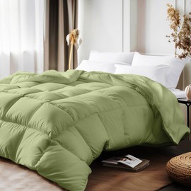 Beautyrest Ultra-Soft All Season Feather Down Comforter King Size - Colored Microfiber Cover Fabric Down Duvet Insert with Corner Tabs