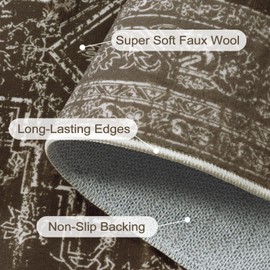 Uphome Long Washable Kitchen Runner Rug, 2x8 Soft Rug Runners for Hallways Non Slip, Farmhouse Entryway Runner Rugs Low Pile, Stain Resistant Modern Carpet Runner for Hallway Bedroom, Brown