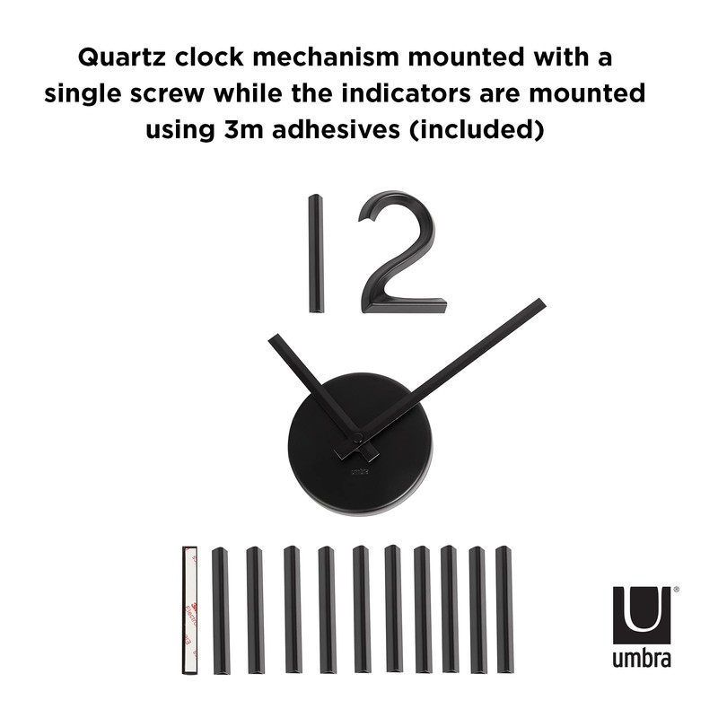 Umbra Blink Clock, Metal, Black, 33.02 x 33.02 x 5.08