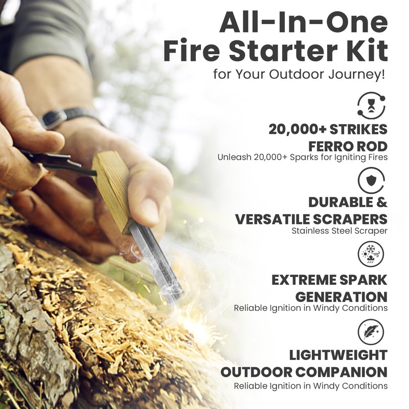 PISAU Ferrocerium Magnesium Bar Ferro Rod Flint Fire Starter Waterproof