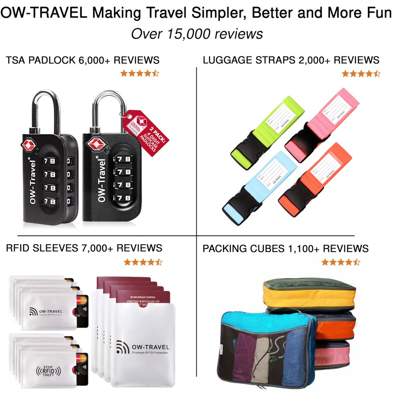OW-Travel Luggage Locks TSA Approved (1 Pack Black) 4 Digit