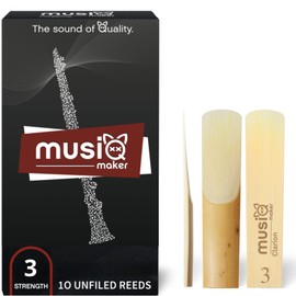 Musiq Maker's Clarion Clarinet Reeds - Bb Clarinet Reeds 3 for Clear Sound - High-Quality 3.0 Reeds for Clarinet Players - Ideal for B Flat Clarinet Players at all levels who seek tone and durability