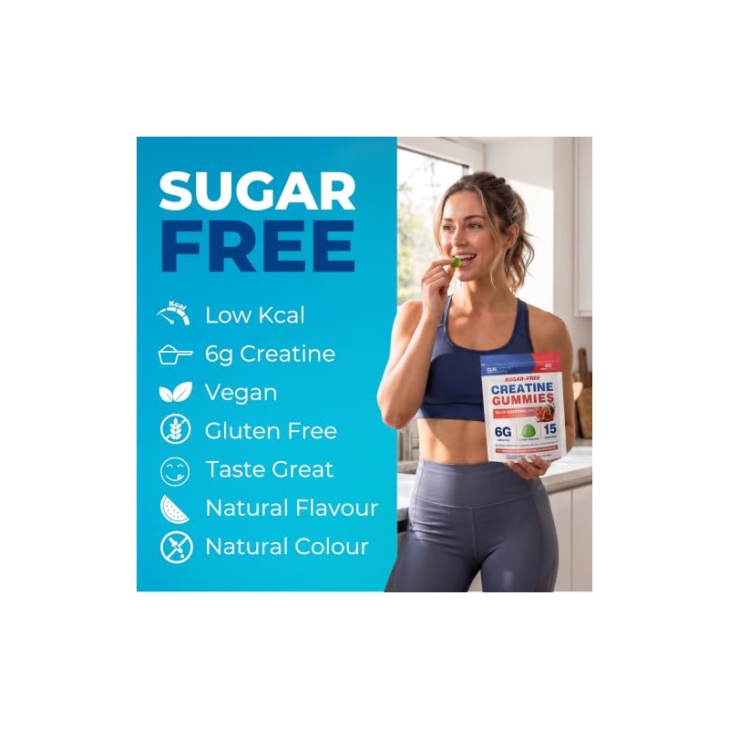 Creatine Monohydrate Gummies 6000mg | 1-Month | Sugar-Free | Sour
