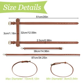 UFURMATE Picnic Blanket Carry Strap, PU Leather Carry Strap with Adjustable Shoulder Strap Belt Yoga Mat Strap Carry Strap for Outdoor Camping Hiking, 51cm