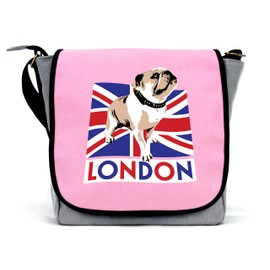 Clumsy Hooves British Bulldog Messenger Bag/Satchel | Pink | Waterproof Canvas