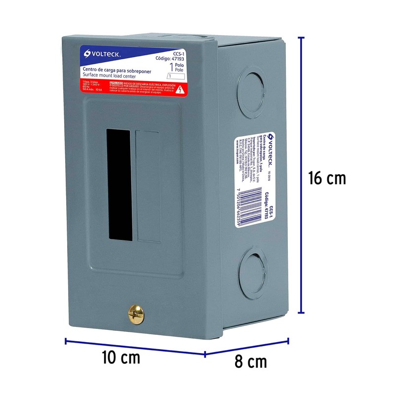 Volteck CCS-1, Centro de carga de sobreponer, 1 polo, Volteck