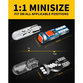 Antline T5 37 74 73 2723 2721 194 T10 168 2825 W5W LED Bulb Red, Super Bright PC74 PC37 PC168 PC194 PC161 LED Replacements for Interior Dome Map Dashboard Panel Gauge Indicator Lights (Pack of 10)