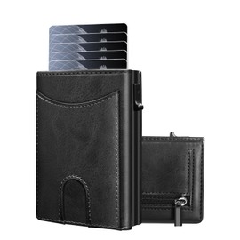UNOSEKS Men's Wallet RFID Blocking Carbon Fibre Men's, black, Leather / Black